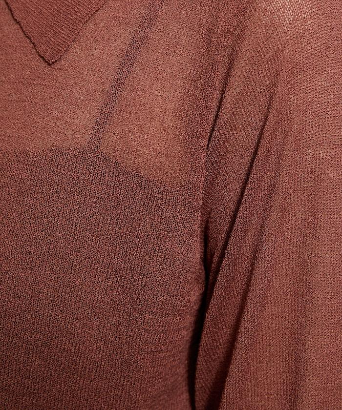 輕薄修身長袖翻領針織衫