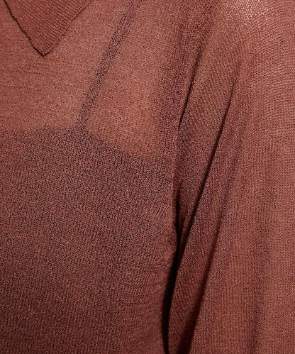 輕薄修身長袖翻領針織衫