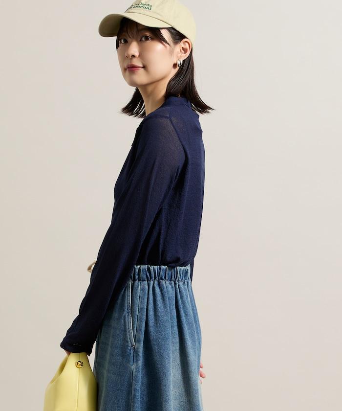 輕薄修身長袖翻領針織衫