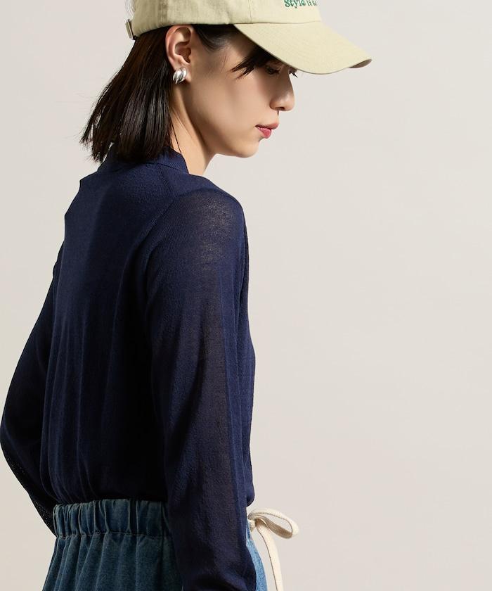 輕薄修身長袖翻領針織衫