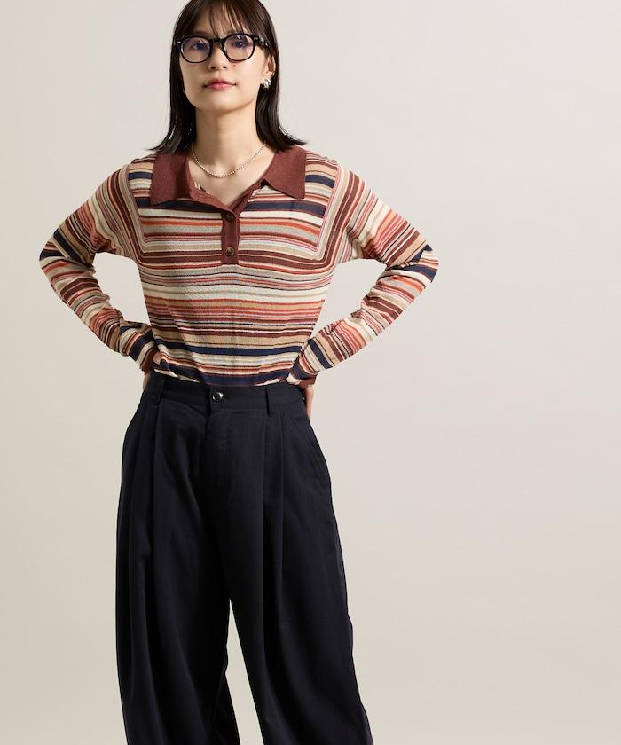 輕薄修身長袖翻領針織衫