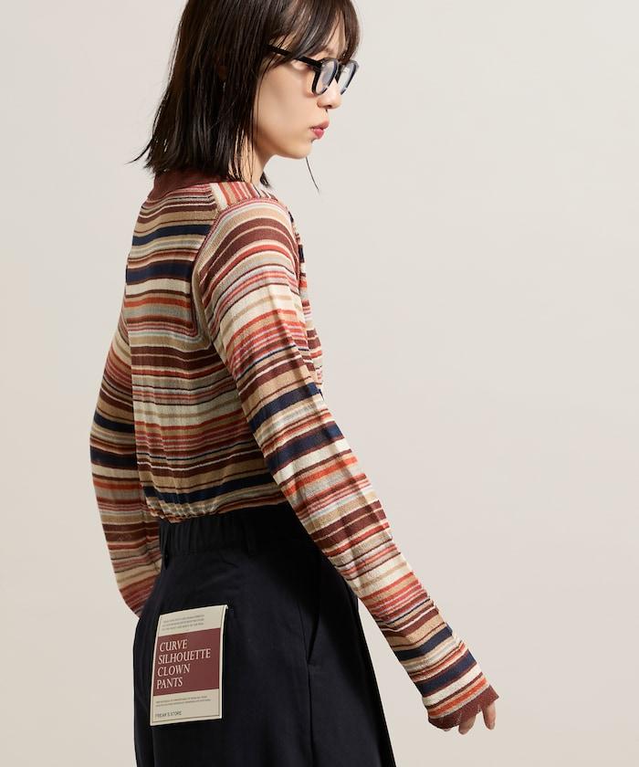 輕薄修身長袖翻領針織衫