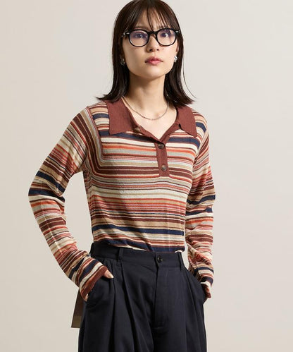 輕薄修身長袖翻領針織衫