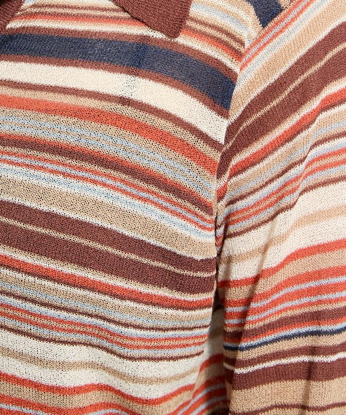 輕薄修身長袖翻領針織衫