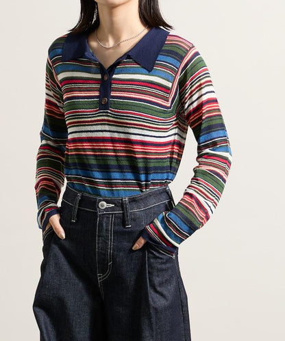 輕薄修身長袖翻領針織衫