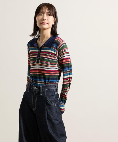 輕薄修身長袖翻領針織衫