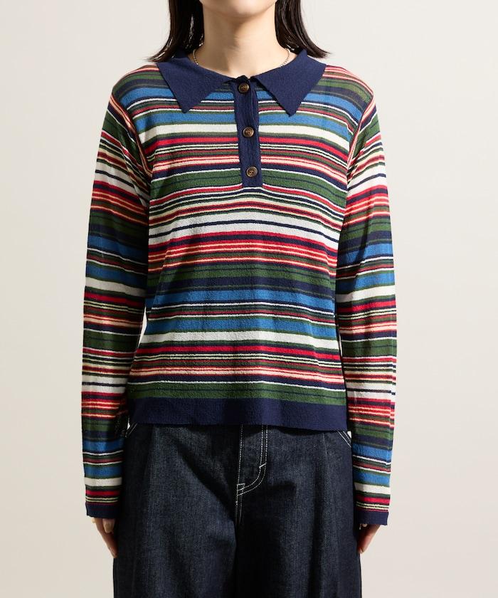 輕薄修身長袖翻領針織衫