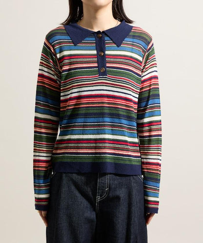 輕薄修身長袖翻領針織衫