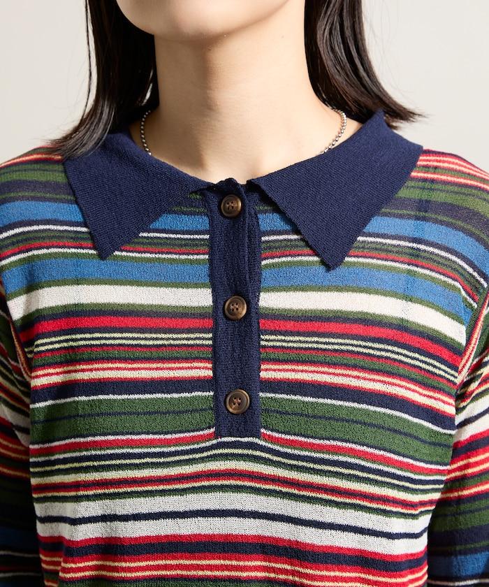 輕薄修身長袖翻領針織衫