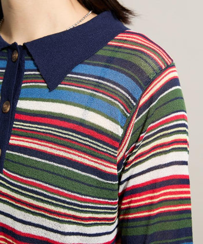 輕薄修身長袖翻領針織衫