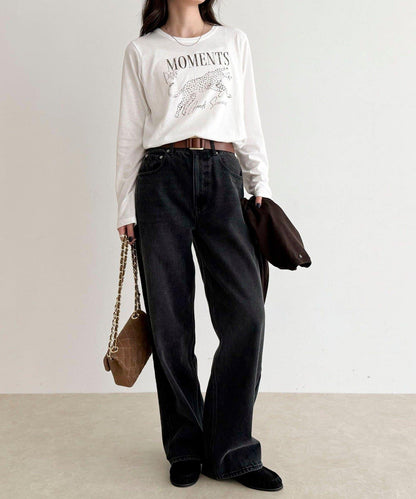 豹紋印花長袖T恤