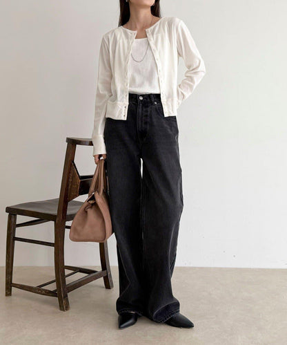 透視植絨短款開衫