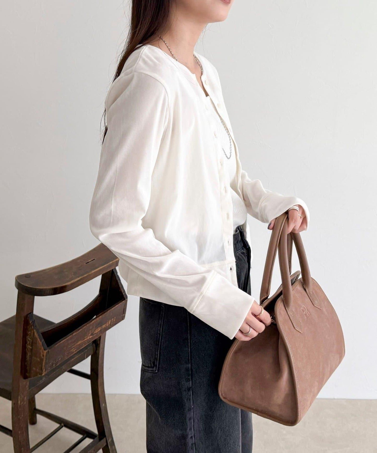 透視植絨短款開衫