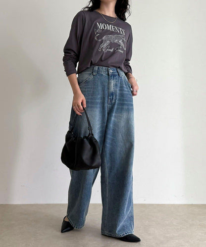 豹紋印花長袖T恤