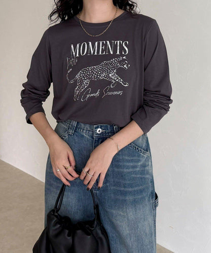 豹紋印花長袖T恤