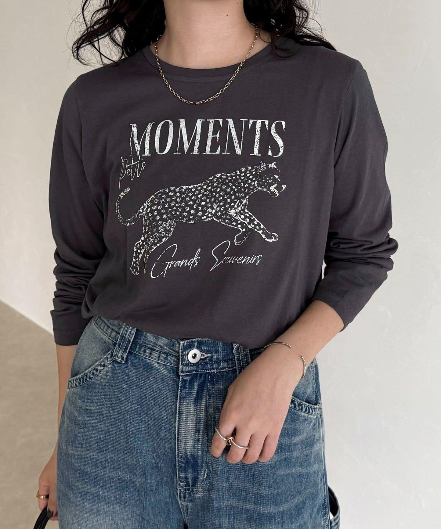 豹紋印花長袖T恤