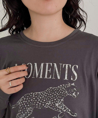 豹紋印花長袖T恤