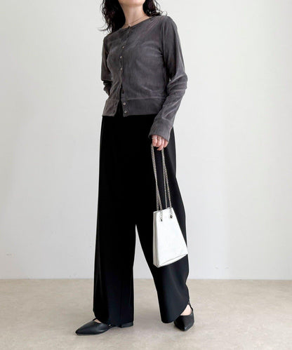 透視植絨短款開衫