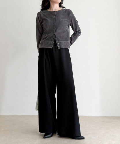 透視植絨短款開衫