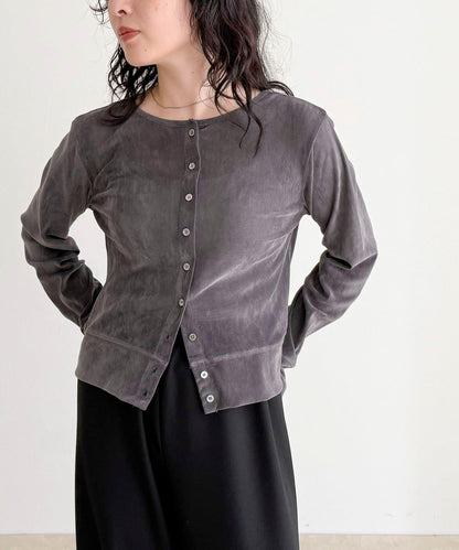 透視植絨短款開衫