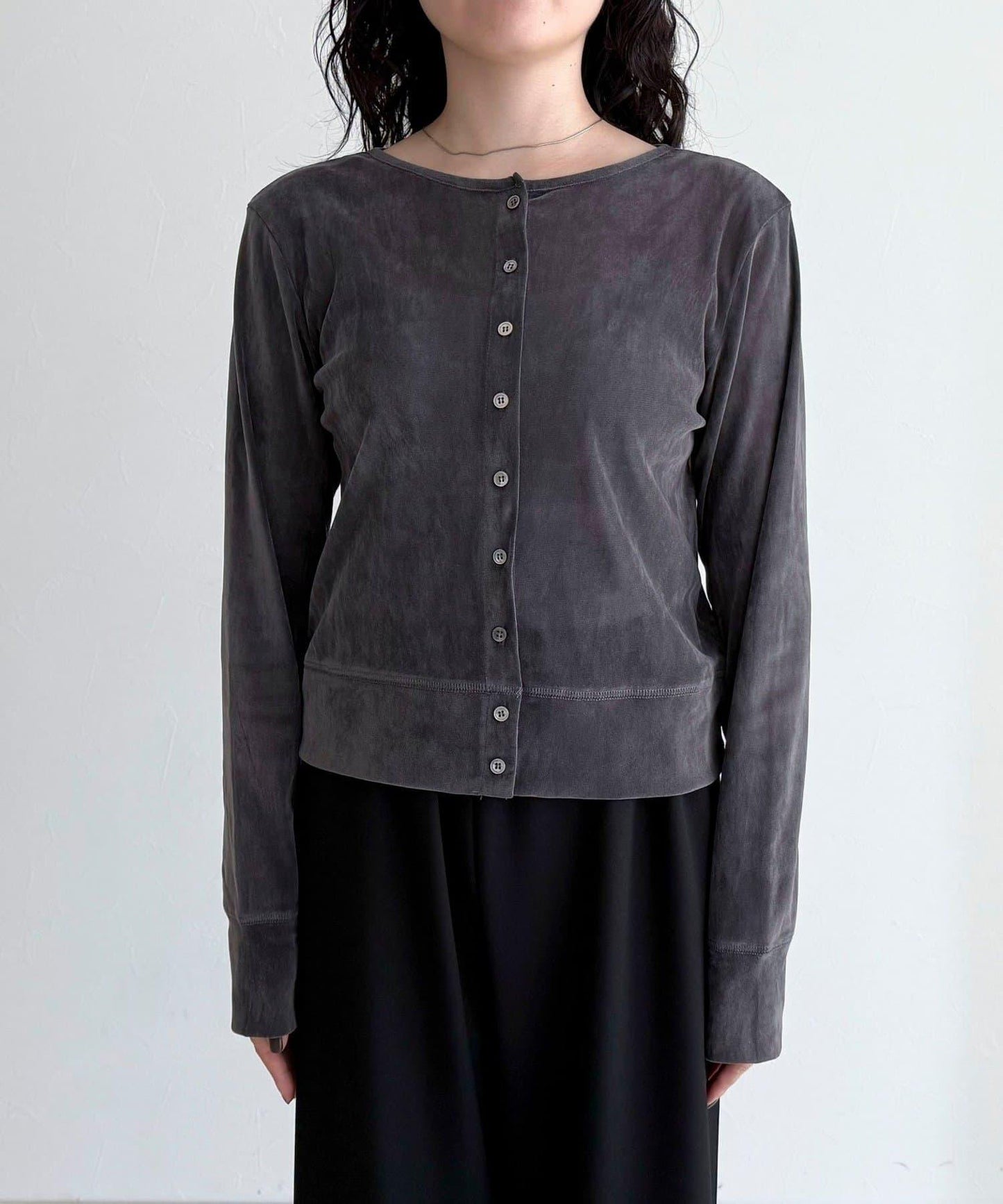 透視植絨短款開衫