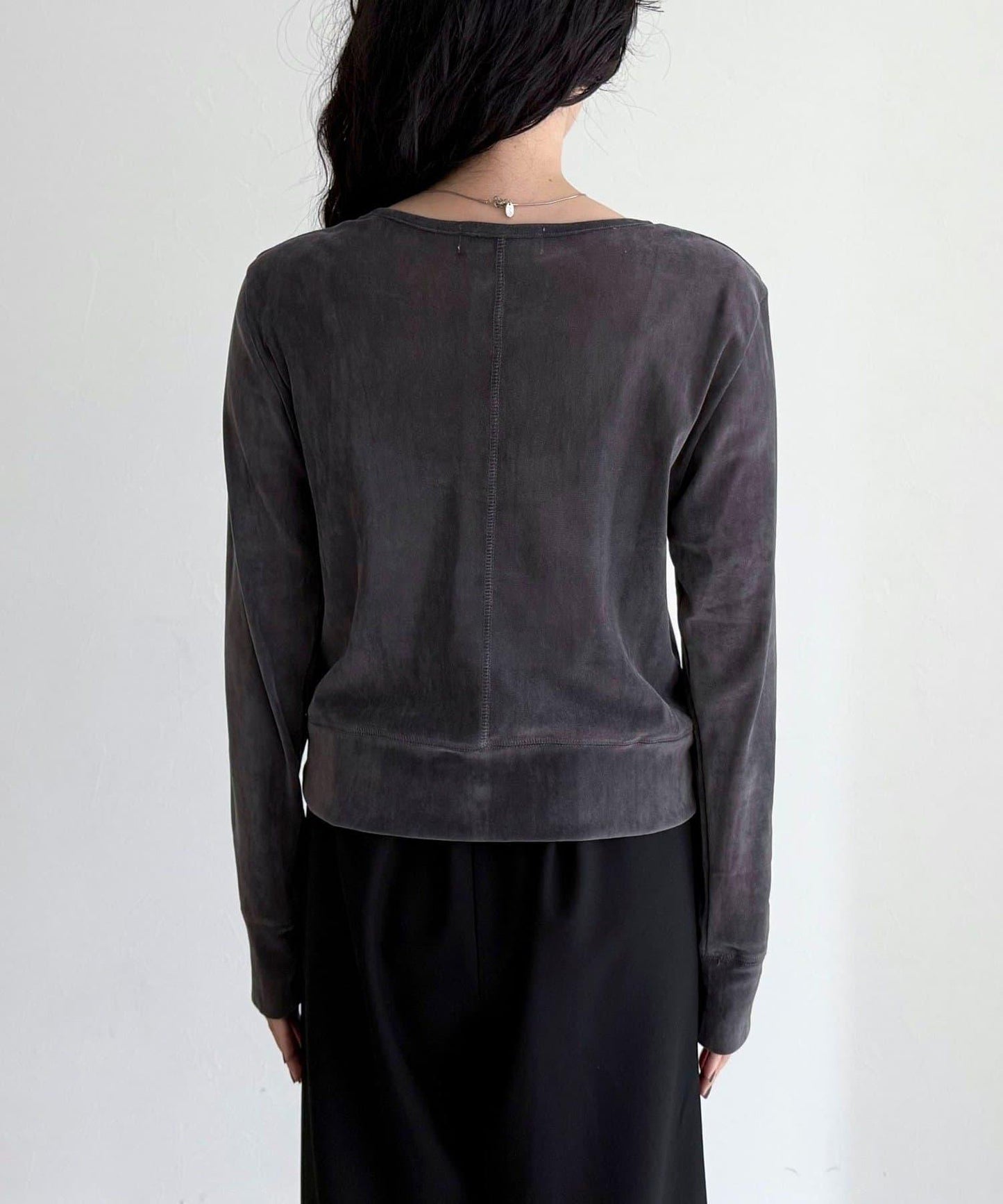 透視植絨短款開衫