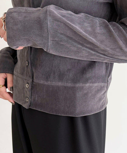 透視植絨短款開衫