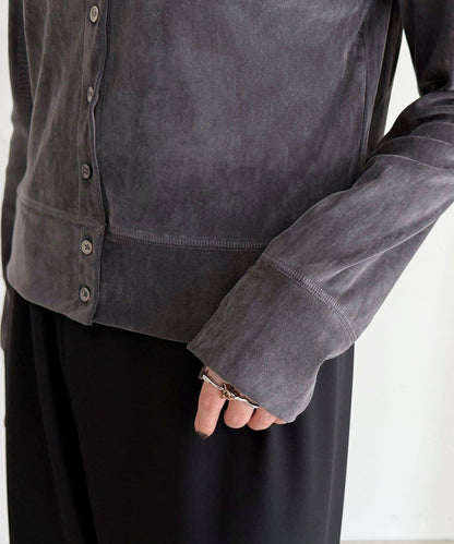 透視植絨短款開衫