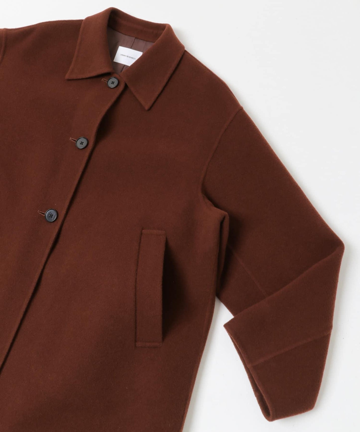 Super140羊毛單面翻領中長大衣