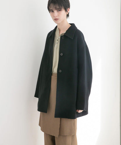 Super140羊毛單面翻領中長大衣