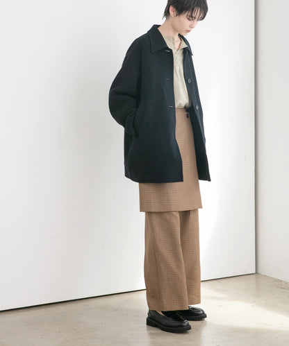 Super140羊毛單面翻領中長大衣