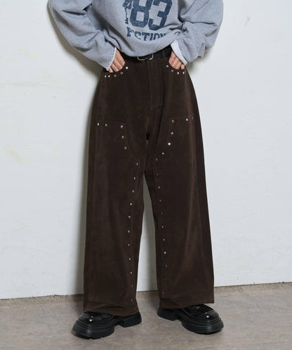 【AW】麂皮雙層膝蓋長褲