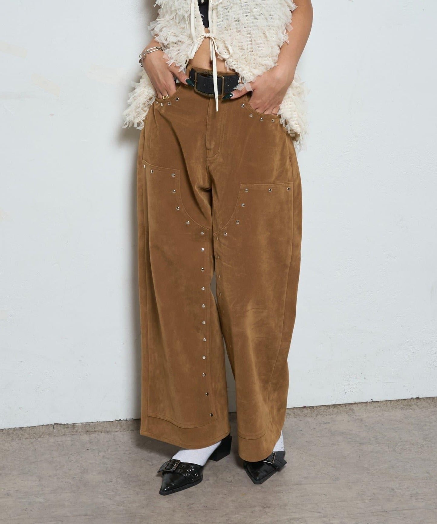 【AW】麂皮雙層膝蓋長褲