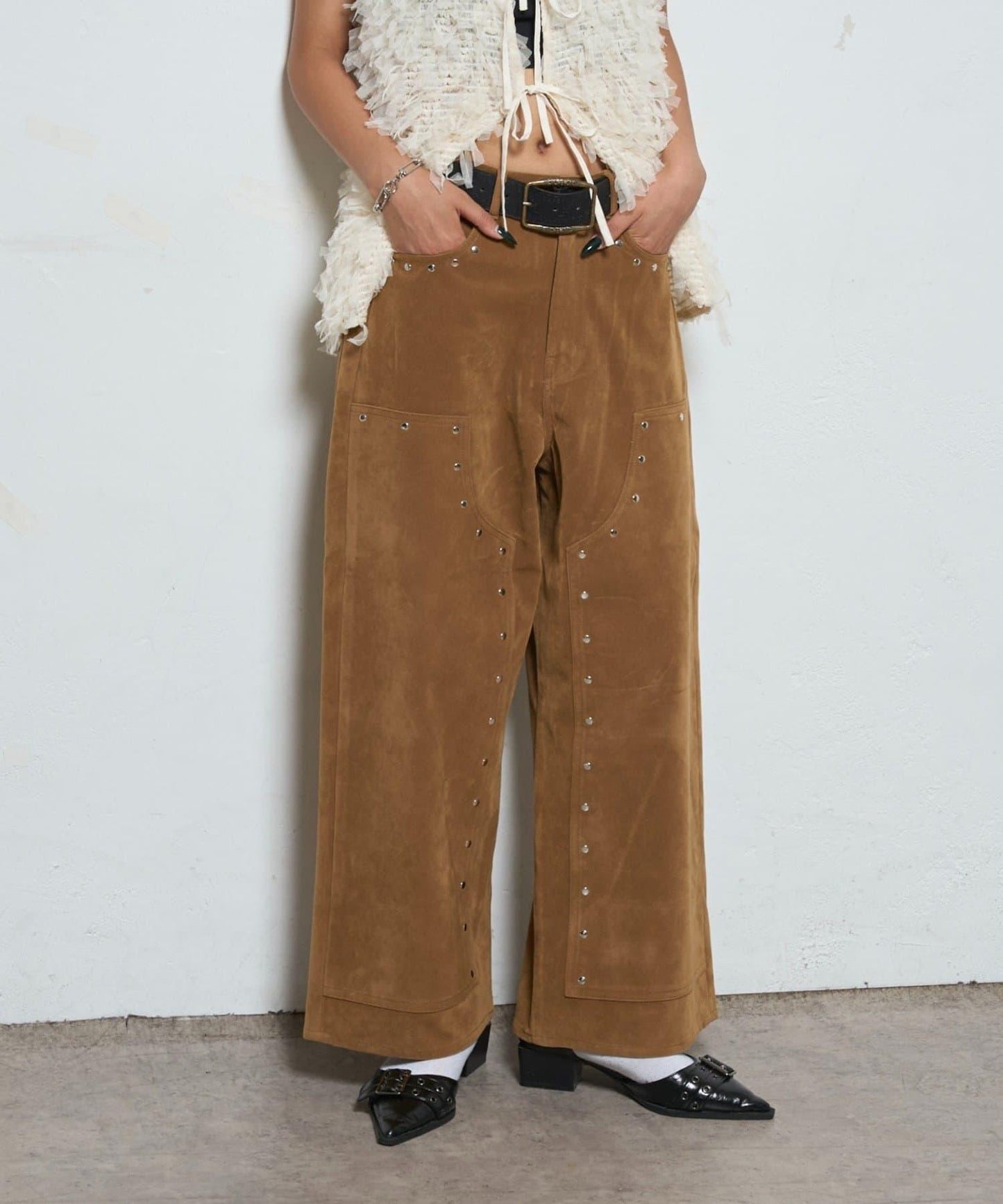 【AW】麂皮雙層膝蓋長褲