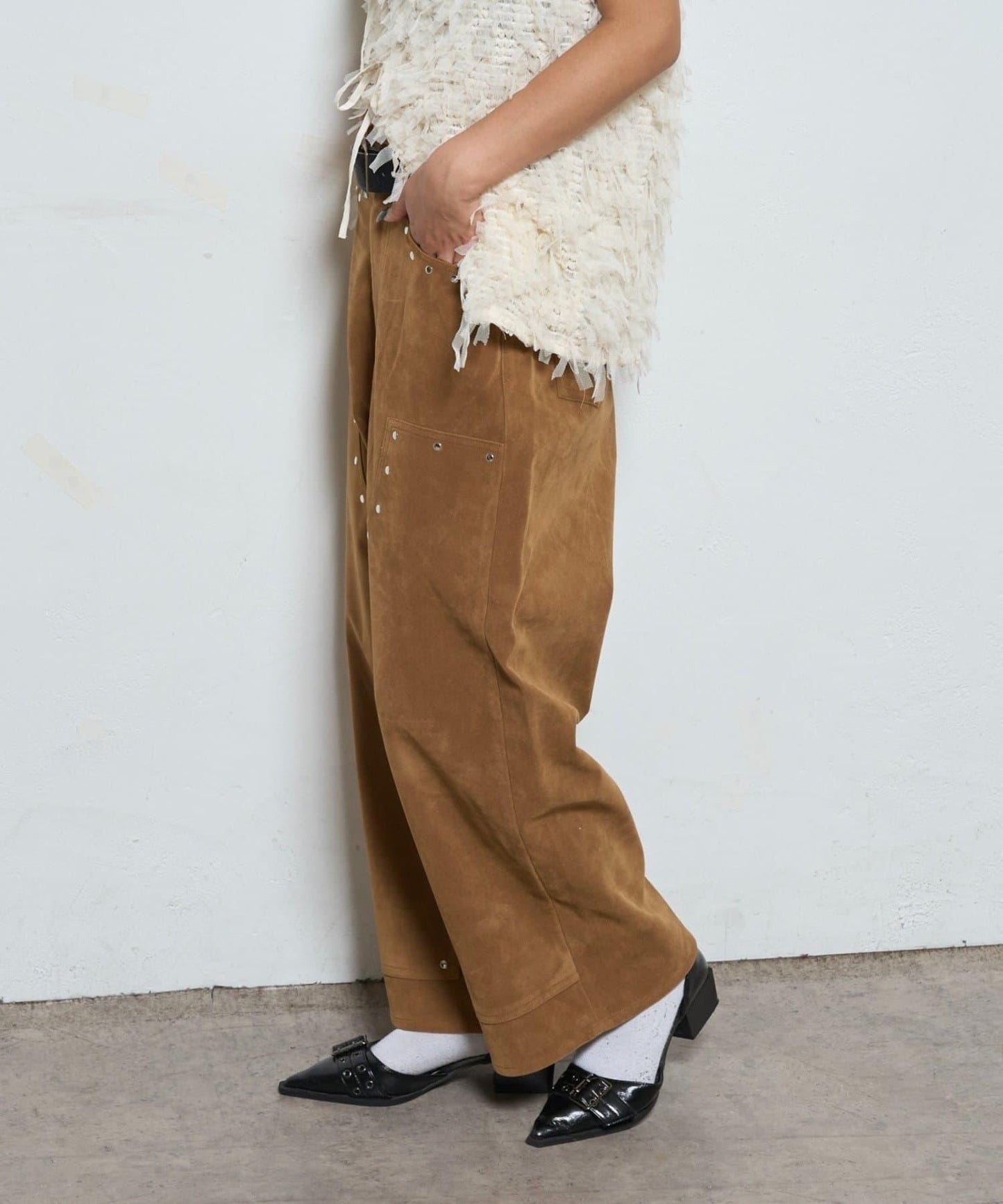 【AW】麂皮雙層膝蓋長褲