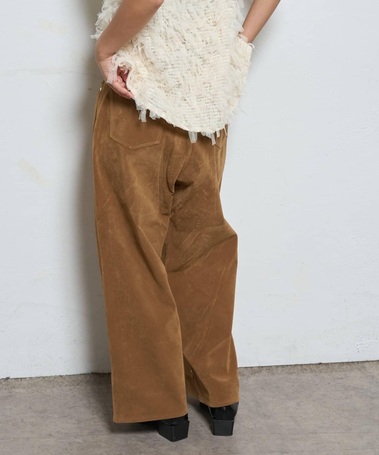 【AW】麂皮雙層膝蓋長褲