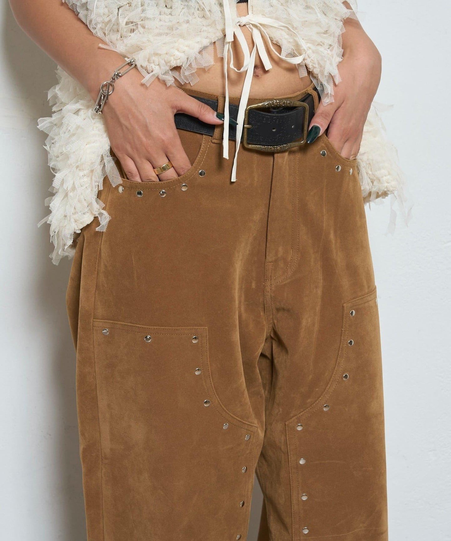 【AW】麂皮雙層膝蓋長褲