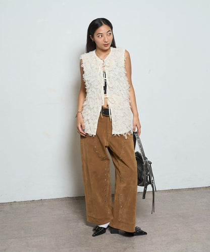 【AW】麂皮雙層膝蓋長褲