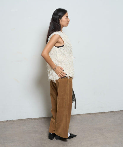 【AW】麂皮雙層膝蓋長褲