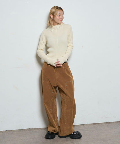 【AW】麂皮雙層膝蓋長褲