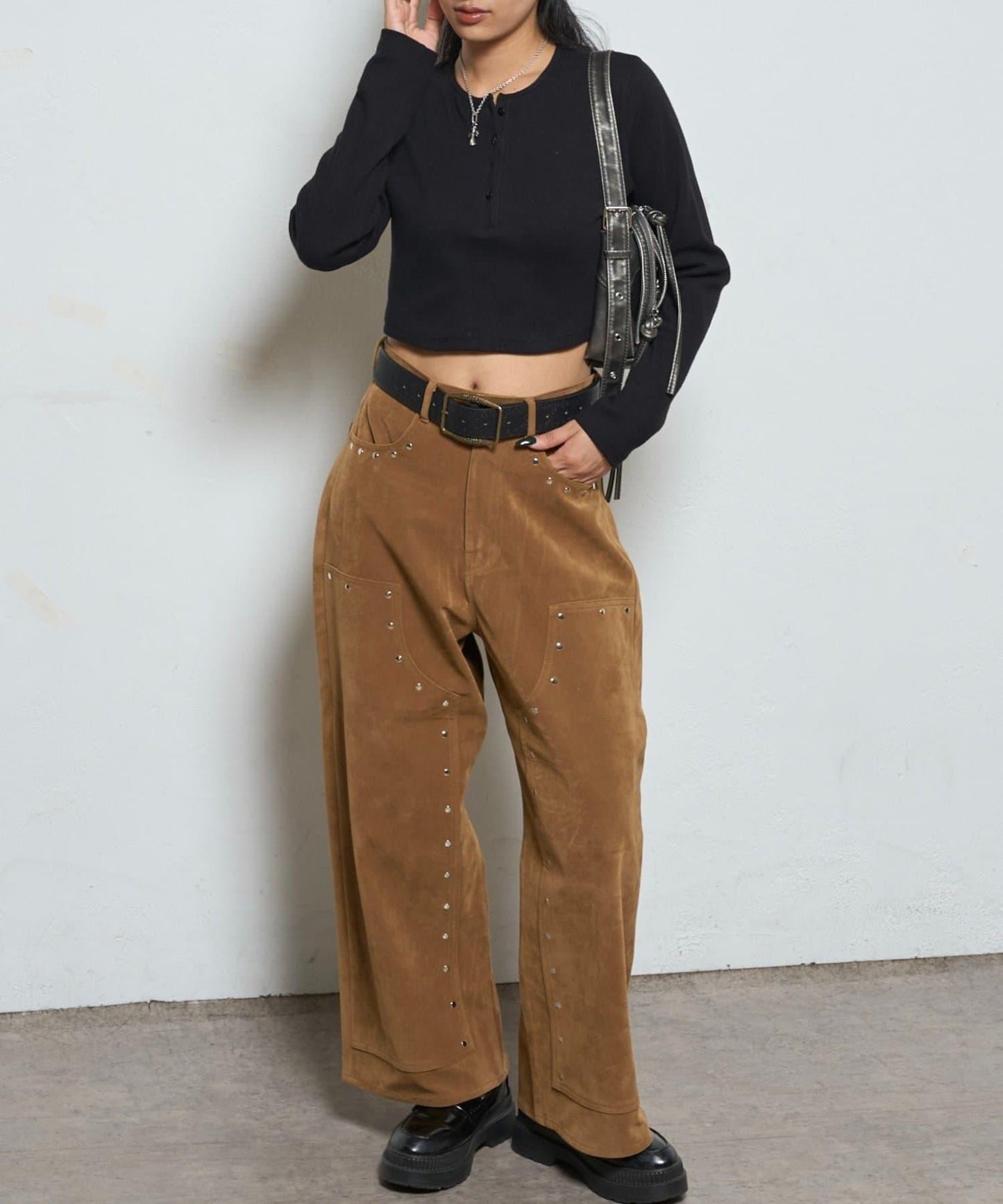 【AW】麂皮雙層膝蓋長褲