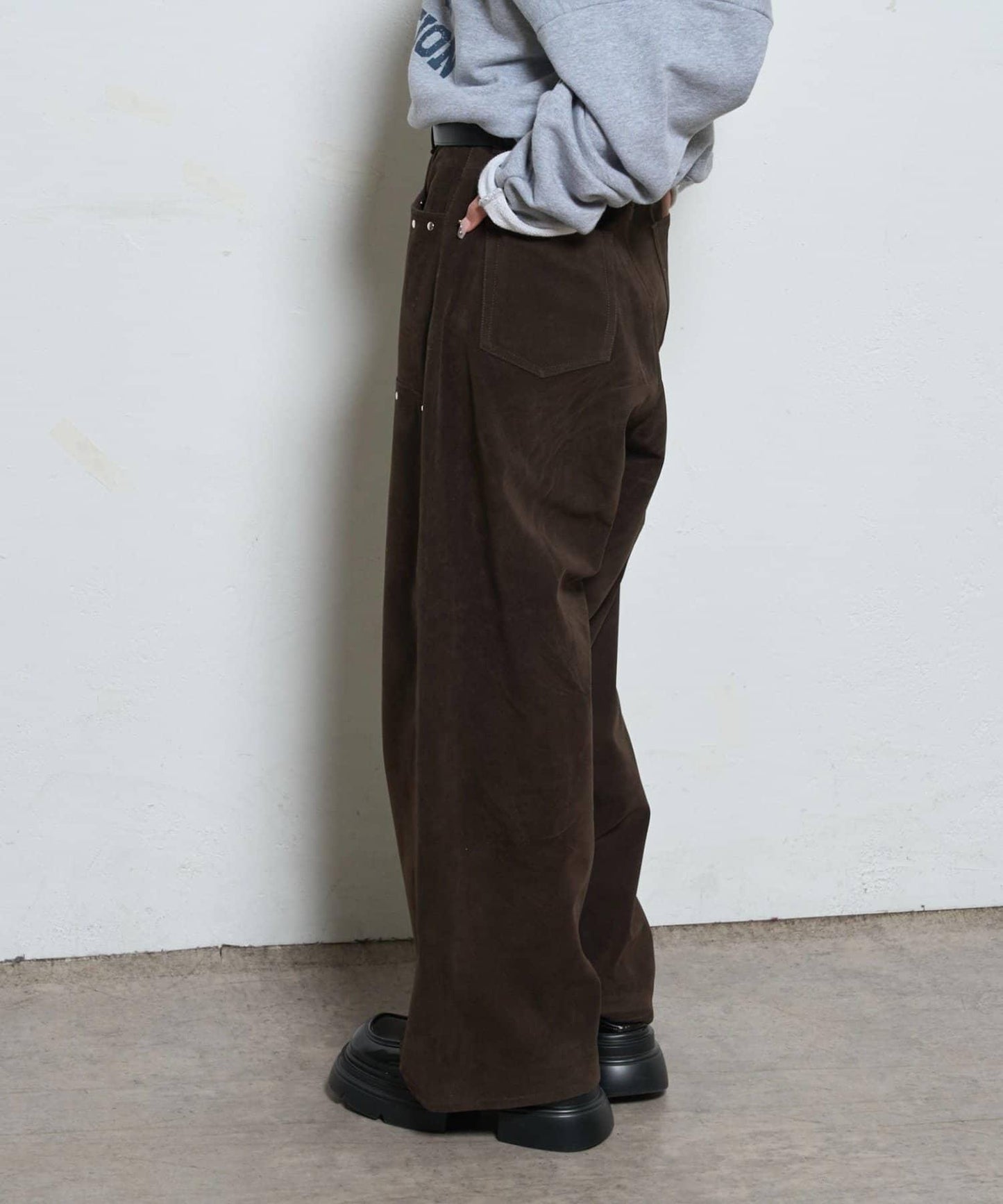 【AW】麂皮雙層膝蓋長褲