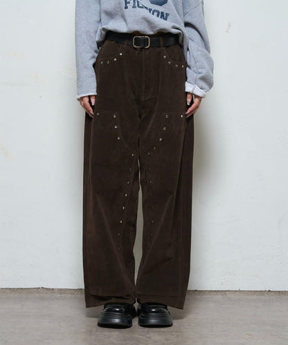 【AW】麂皮雙層膝蓋長褲