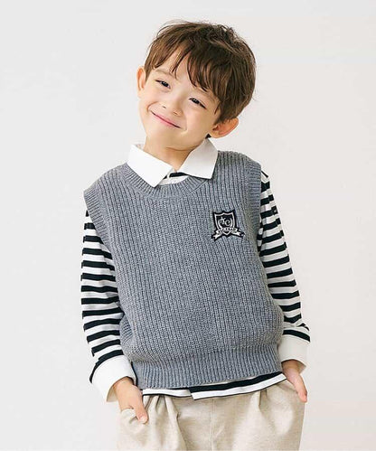 針織背心&條紋領T恤套裝_可機洗