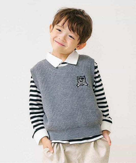 針織背心&條紋領T恤套裝_可機洗