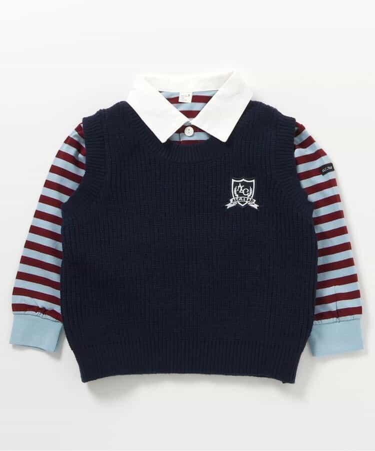 針織背心&條紋領T恤套裝_可機洗