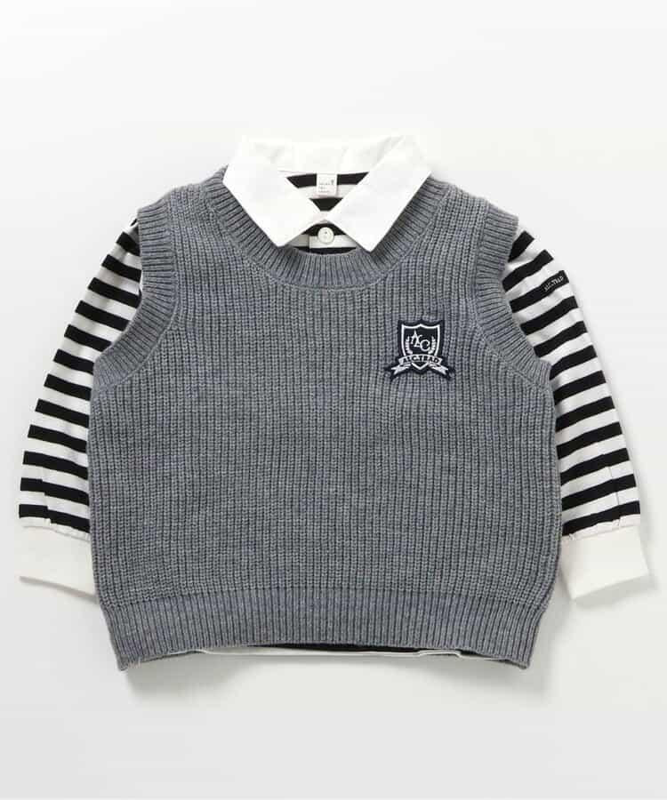 針織背心&條紋領T恤套裝_可機洗