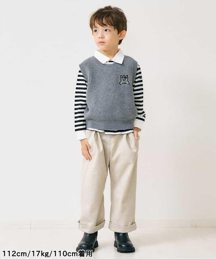 針織背心&條紋領T恤套裝_可機洗