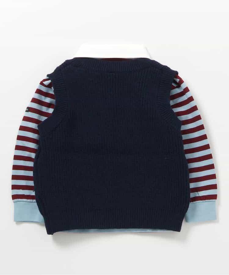 針織背心&條紋領T恤套裝_可機洗