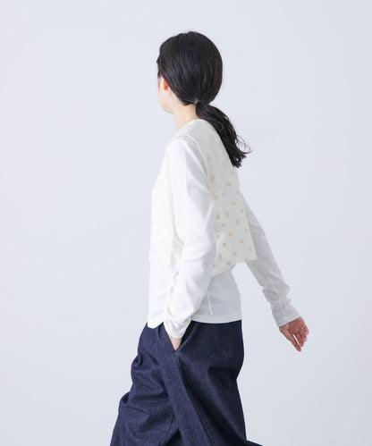 波點刺繡羊毛紗布圍兜